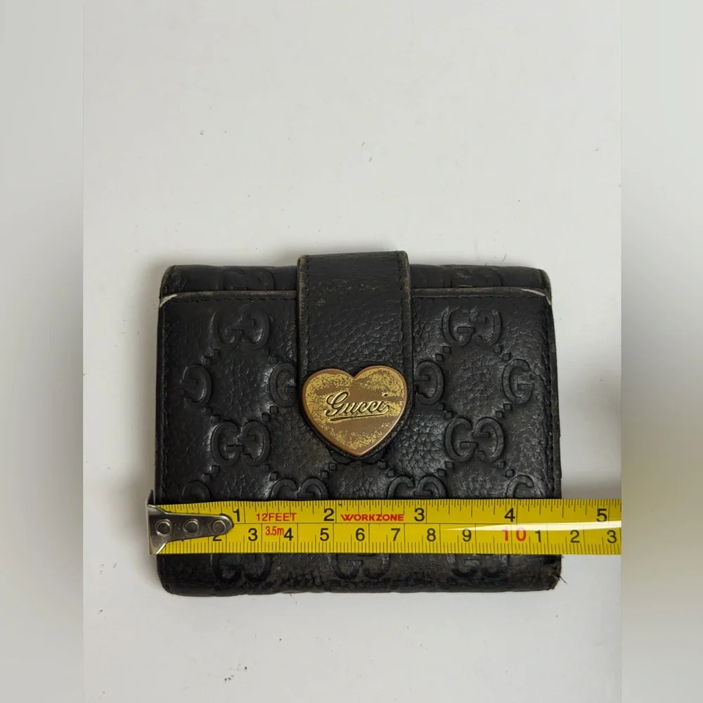 Gucci Guccissima Heart Embossed Black Leather Wallet
